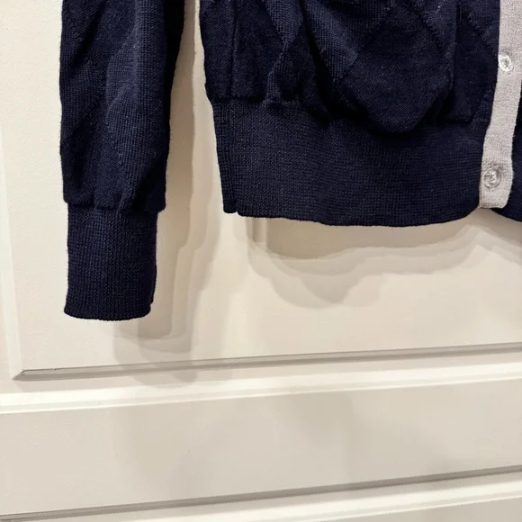 Brooks Brothers Dark Blue Cardigan with Grey Trim -Sz L - Picture 5 of 8